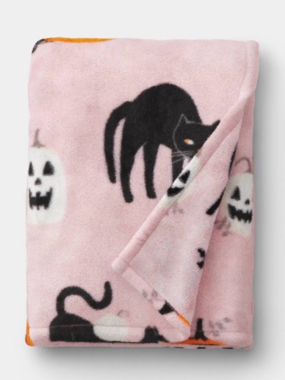 Hyde and EEK! Black cat and pumpkin throw in pink. NWT